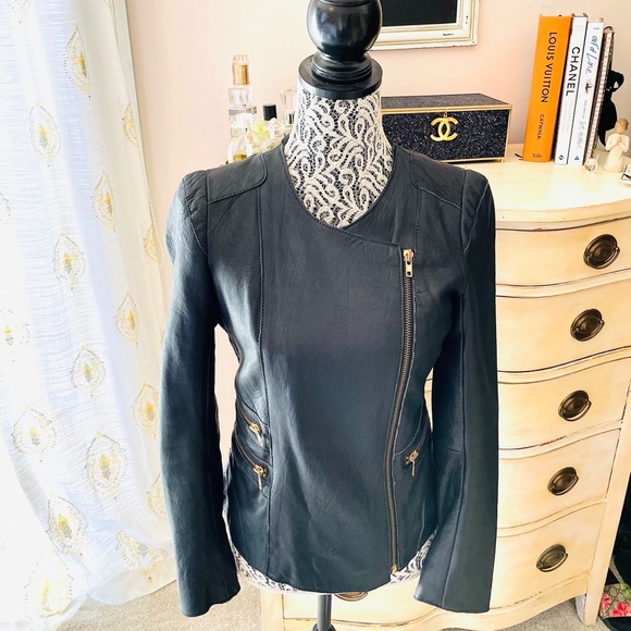 Maje Lamb Leather Moto Jacket - Picture 4 of 16